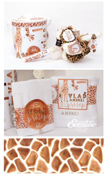 Trusou de botez cu broderie personalizata pentru baieti, Girafa  9